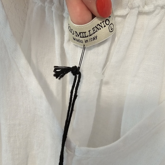 Terzo Millennio White Italian Made Maxi Dress Women's Size Large - Picture 6 of 9